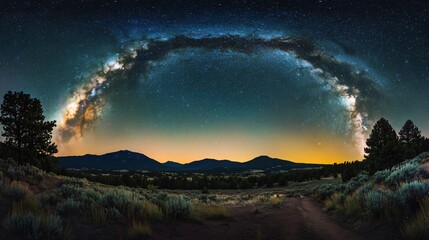 A breathtaking view of a starry night sky filled with countless stars over a serene landscape