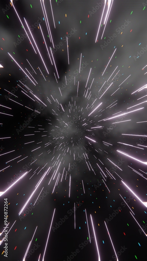 Poster Speed of Light in Space: Abstract Light Streaks on a Dark Background
