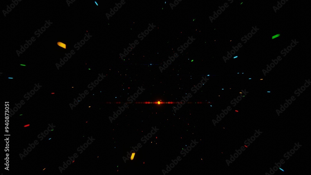 Poster speed of light in space: abstract light streaks on a dark background