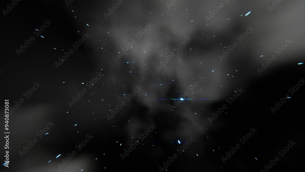 Poster speed of light in space: abstract light streaks on a dark background