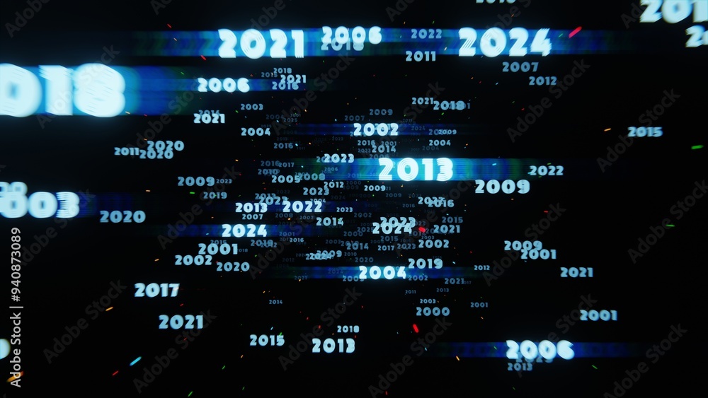 Aufkleber Glowing Timeline of 2025 with Months on a Dark Background Representing Future Planning and Events