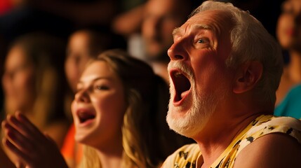 Parents in the stands, shouting encouragement, Canon EOS Rebel T7i with 50mm lens, artificial lighting, vibrant and dynamic style