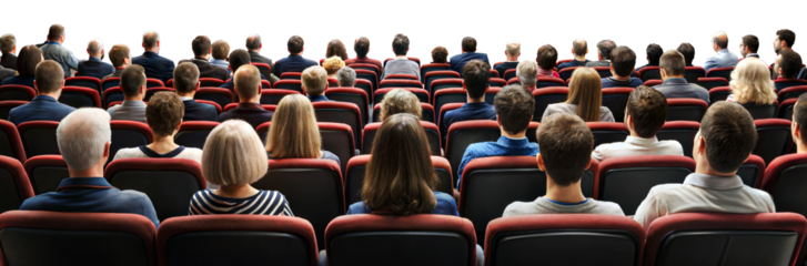 Audience at conference presentation isolated on transparent background