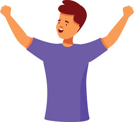 Fototapeta premium Young man raising his arms in the air, excited and happy
