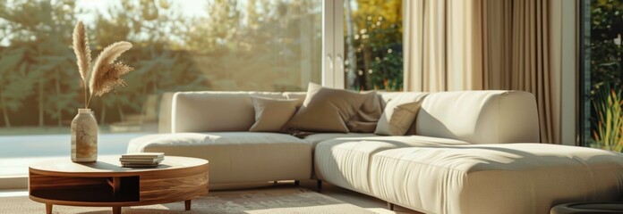 Modern Living Room with Sectional Sofa and Natural Light