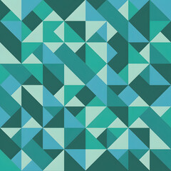Geometric T-shirt Design Featuring Overlapping Triangles and Circles in Various Shades of Blue and Green, Creating a Modern and Abstract Pattern with Crisp Lines, Perfect for a Bold Fashion Statement.