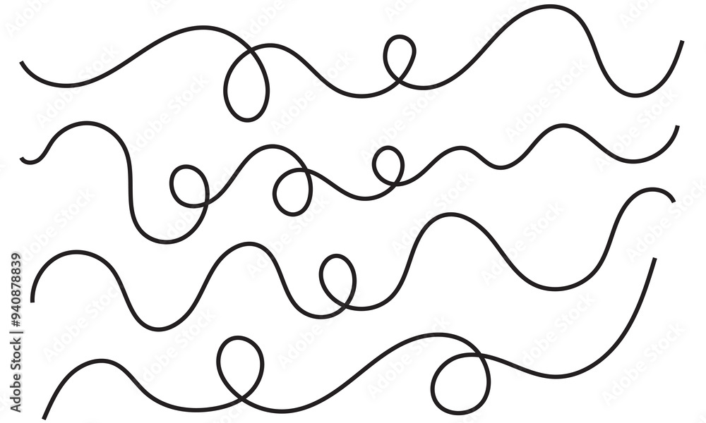 Wall mural wavy line pattern with curvy abstract squiggles in a psychedelic wiggle design. vector illustration.
