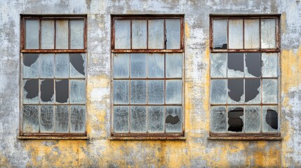 Abandoned factory with broken windows