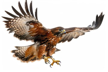 Talons: Hawk's Attack! Closeup of Bird's Deadly Claws on White Background