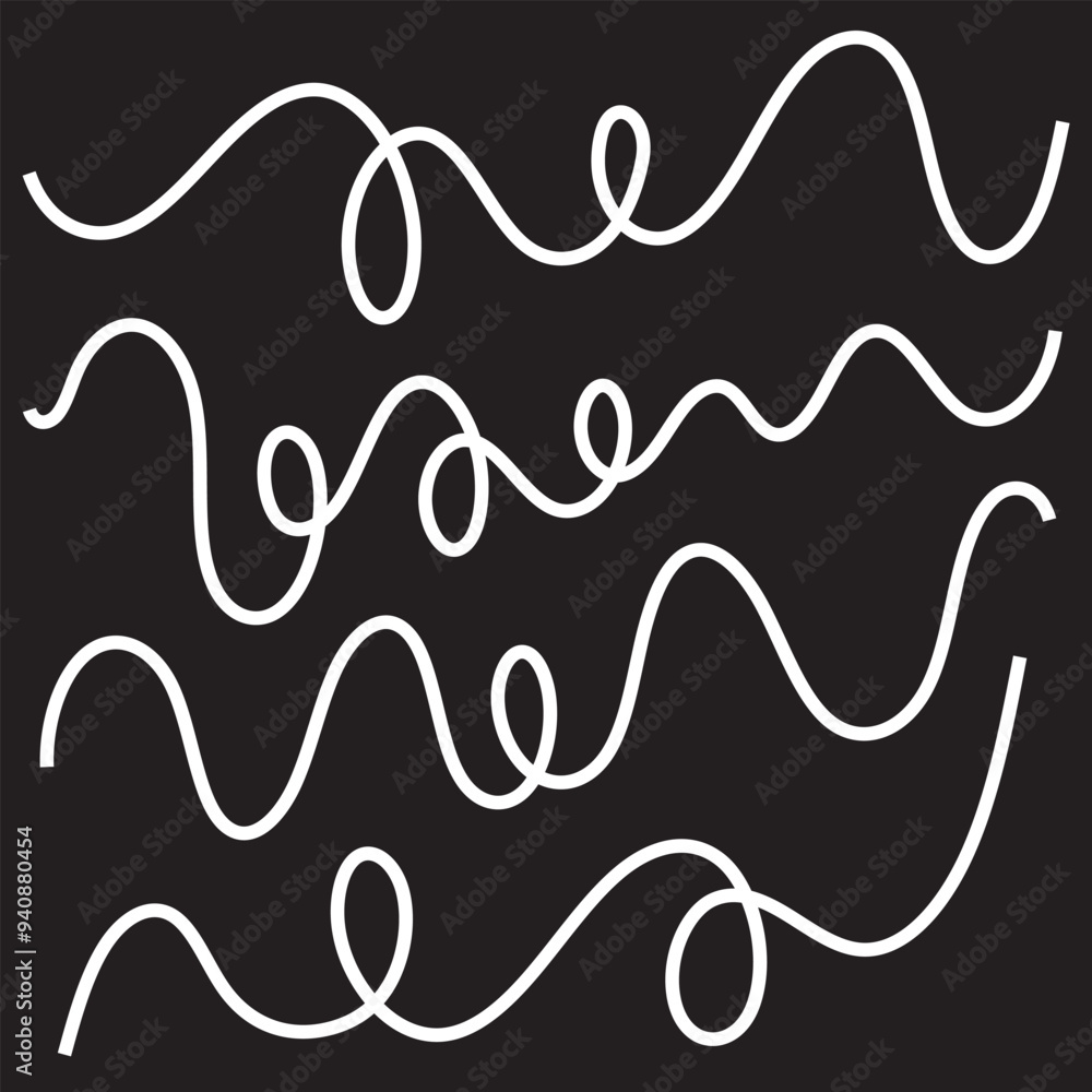 Wall mural wavy line pattern with curvy abstract squiggles in a psychedelic wiggle design. vector illustration.