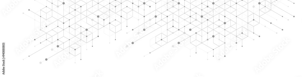 Aufkleber Modern technology illustration with square grid. Technology banner template cubes texture. Digital geometric abstraction with lines and dots