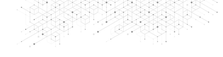 Modern technology illustration with square grid. Technology banner template cubes texture. Digital geometric abstraction with lines and dots