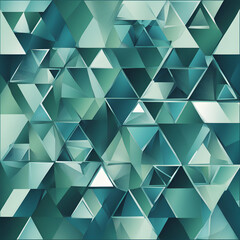 Fototapeta premium Geometric T-shirt Design Featuring Overlapping Triangles and Circles in Various Shades of Blue and Green, Creating a Modern and Abstract Pattern with Crisp Lines, Perfect for a Bold Fashion Statement.
