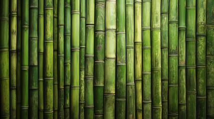 Obraz premium A vibrant and natural green bamboo background showing the vertical texture of bamboo stalks closely arranged.