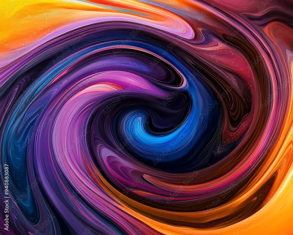 Poster a swirling vortex of abstract, multicolored patterns, creating a sense of depth and movement in a ps