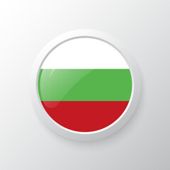 3D Button with Bulgaria flag. as round glossy icon on background isolated. Vector illustration eps 10.