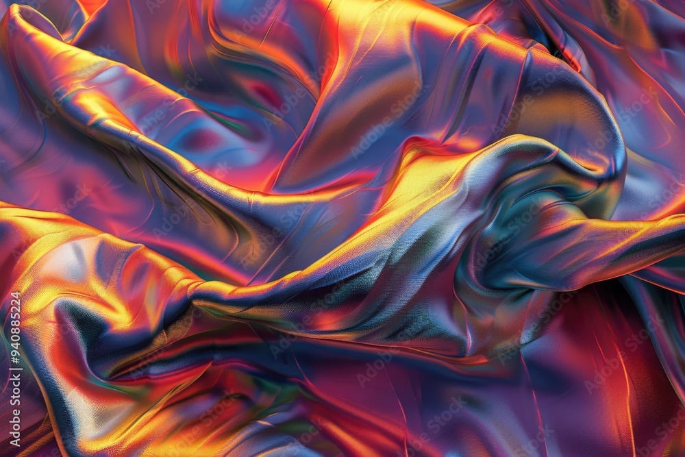 Poster a detailed shot of a vibrant fabric with intricate patterns and textures