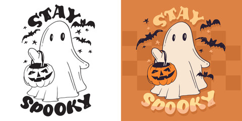 Fototapeta premium Happy Halloween vibe. Cute hand drawn doodle lettering quote. Lettering for t-shirt design, mug print, bag print, clothes fashion. 100% hand drawn vector image.