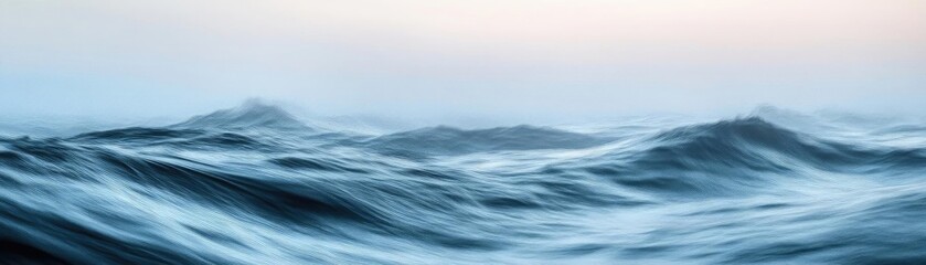 Obraz premium Serene ocean waves under a soft, pastel sky. Ideal for conveying tranquility and the beauty of nature's water landscapes.