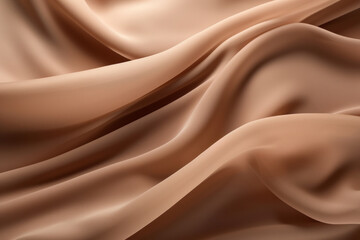 Processed collage of smooth wavy beige light brown satin silk cloth fabric texture. Background