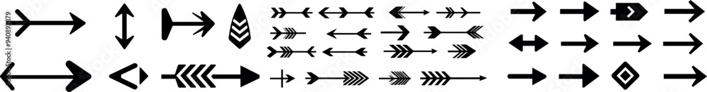 Poster an arrow set icon in black. modern arrow icon collection. cursor icons. arrows for web design, inter