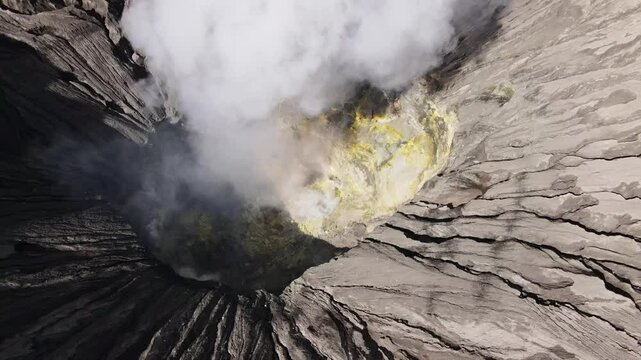 Active volcano Bromo on the island of Java in Indonesia, volcano crater.