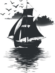 silhouette of a sailing boat