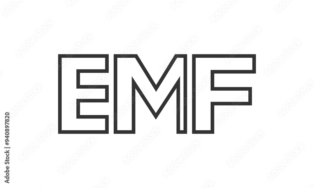 Poster emf logo design template with strong and modern bold text. initial based vector logotype featuring s