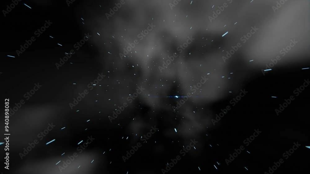Poster speed of light in space: abstract light streaks on a dark background