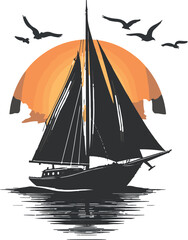 silhouette of a sailing boat