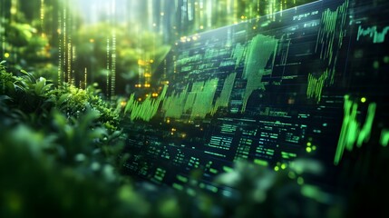 Booming Bull Market Landscape with Algorithmic Trading Models and Futuristic Exchange Architecture