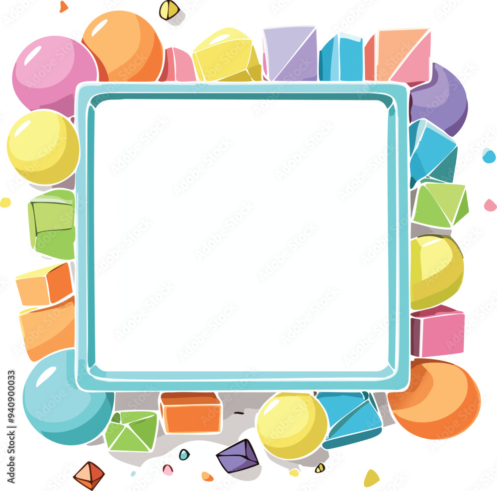 Poster colorful frame cartoon-like with copy space for text on a transparent background