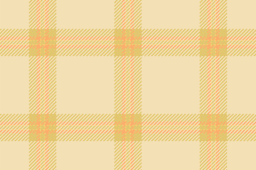 Invite plaid background fabric, 1950s seamless check tartan. Attire vector texture textile pattern in wheat and yellow colors.