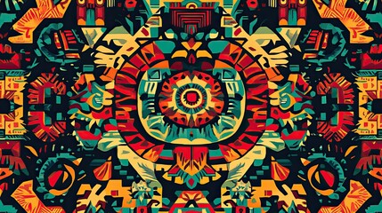 Fototapeta premium A colorful design featuring traditional indigenous motifs, creating a rich cultural tapestry.