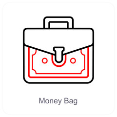 Money Bag and portfolio icon concept