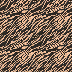 Zebra skin texture, wildlife fur abstract seamless pattern. Savannah animal stylish stripes background perfect for textile, print, fashion