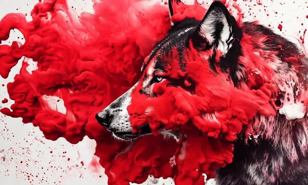 wolf head on color background