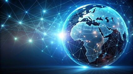 Fototapeta premium Futuristic glowing globe symbolizing global connectivity and advanced technology, futuristic, glowing, globe, global
