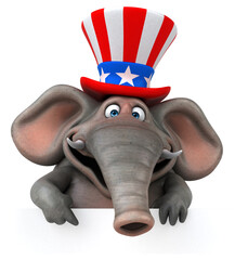 Obraz premium Fun 3D cartoon elephant with an uncle sam hat