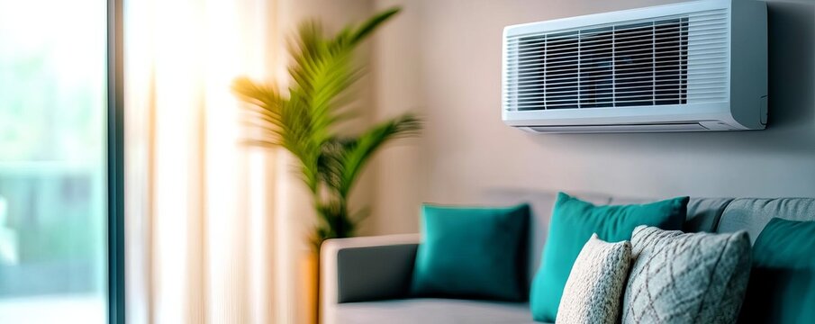 Air conditioner venting cool air in a home theater, entertainment comfort, luxury living