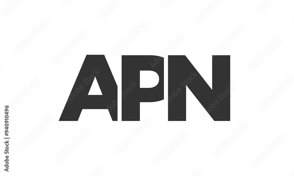 Poster APN logo design template with strong and modern bold text. Initial based vector logotype featuring simple and minimal typography. Trendy company identity.
