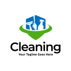 House cleaning service logo design. House cleaning products vector design.