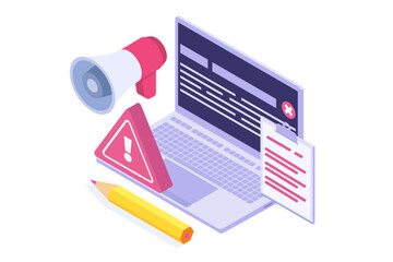 It incident report isometric concept. Vector illustration.