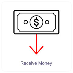 Receive Money and receive payment icon concept