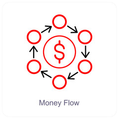 Money Flow and cash flow icon concept