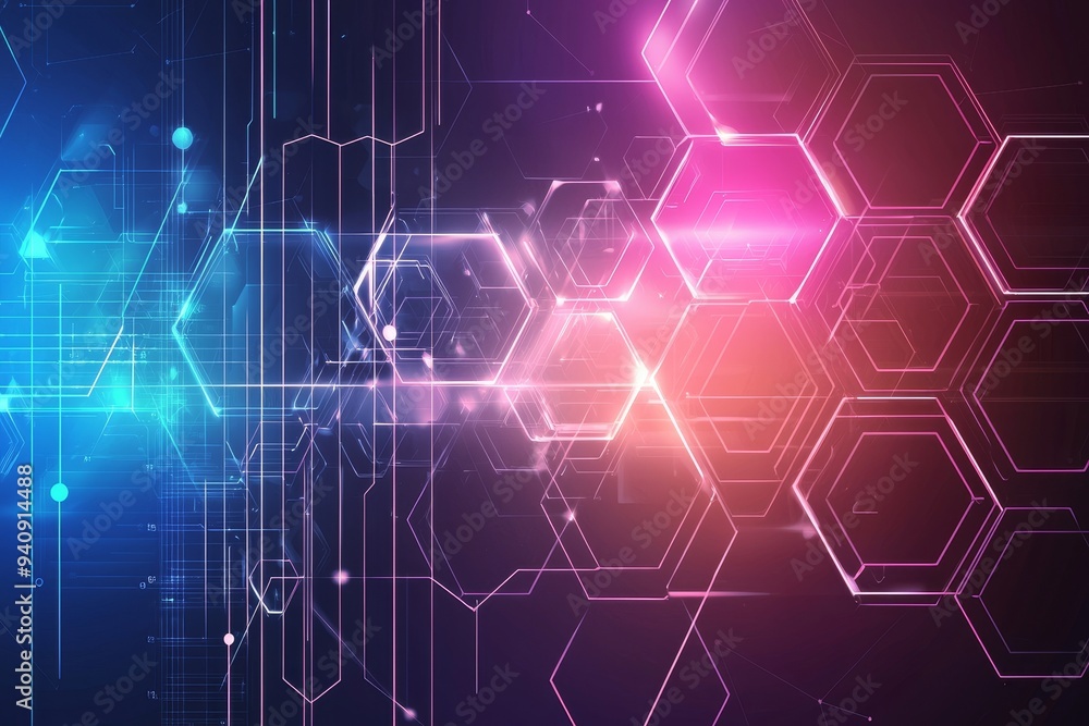 Aufkleber hexagonal structure and chemical compounds. background in technology.
