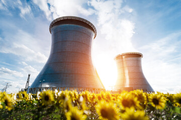 Atomic power station or nuclear power plant producing electricity