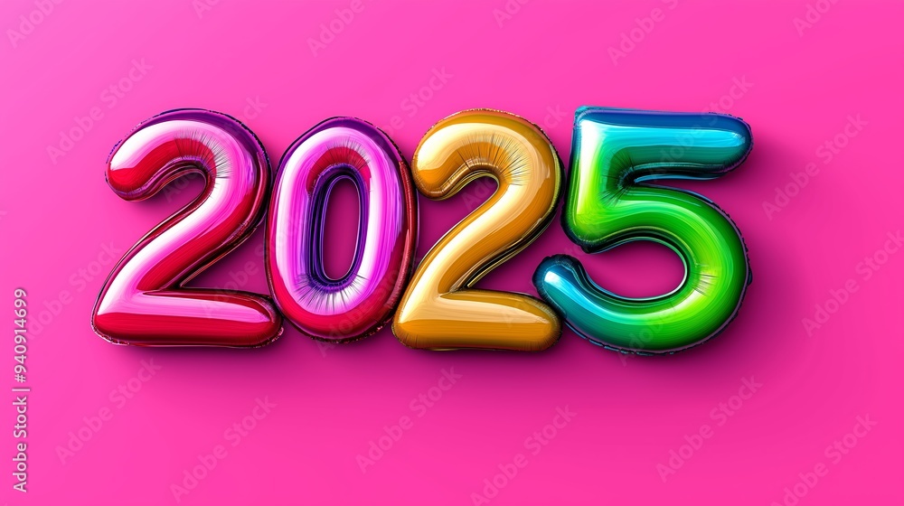 Aufkleber a colorful balloon with the number twenty-five written on it. the balloons are arranged in a way tha