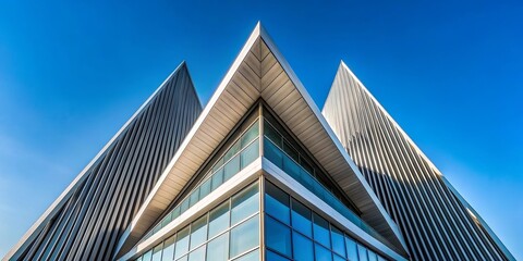Architectural design with sharp angles against clear sky , minimalist, building, structure, geometric, modern, simplicity