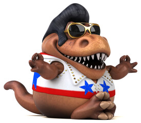 Fun 3D cartoon illustration of a Trex rocker